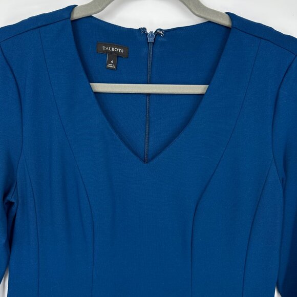 Talbots Blue V-Neck Sheath Dress - Picture 6 of 9